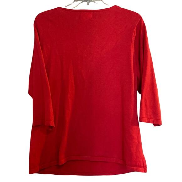 Quacker Factory Women's Size 1X Red Beaded Sleigh & Reindeer Christmas Sweater - Picture 2 of 10